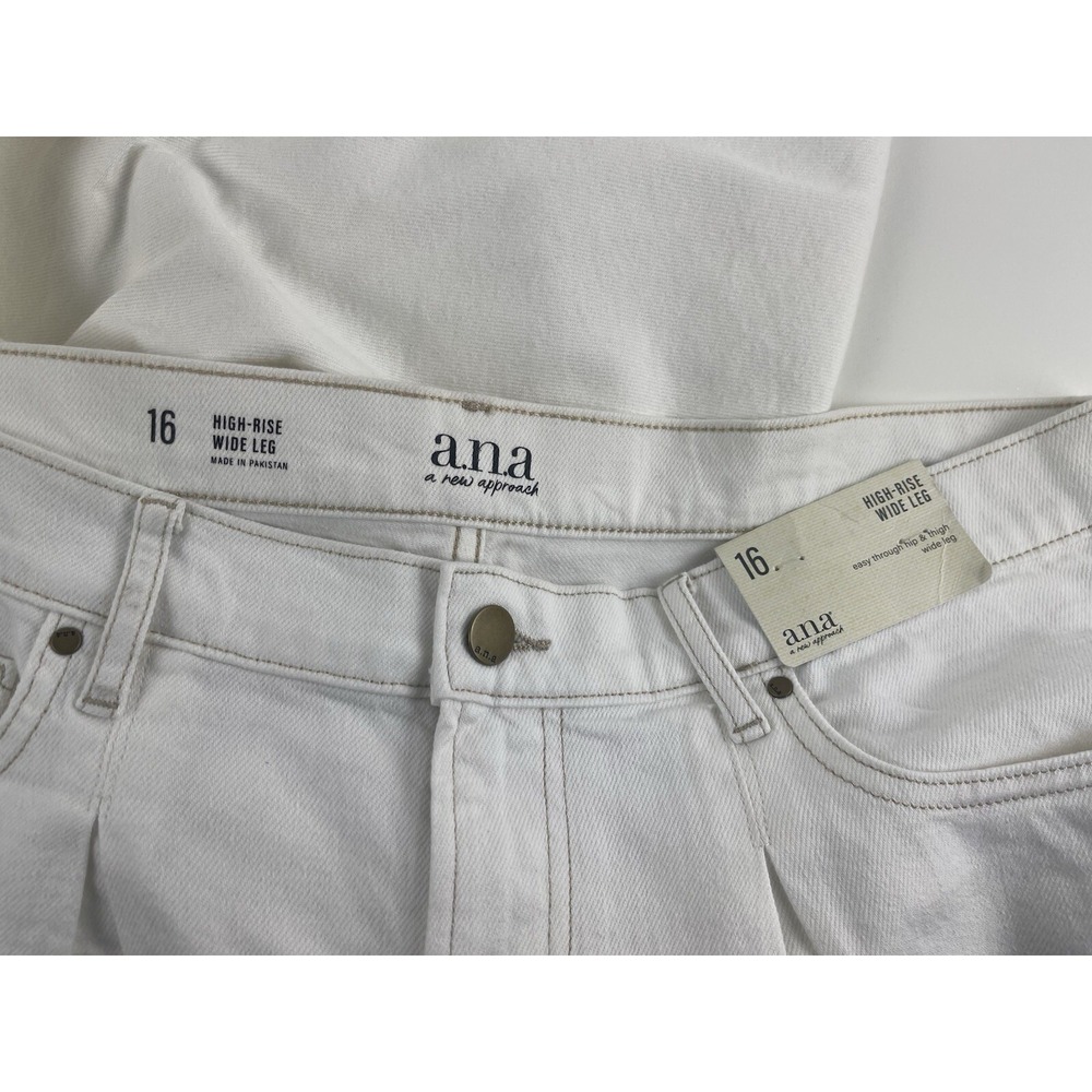 Ana A New Approach Women's High Rise Wide Leg White Jeans Plus Size 16 - Picture 6 of 8